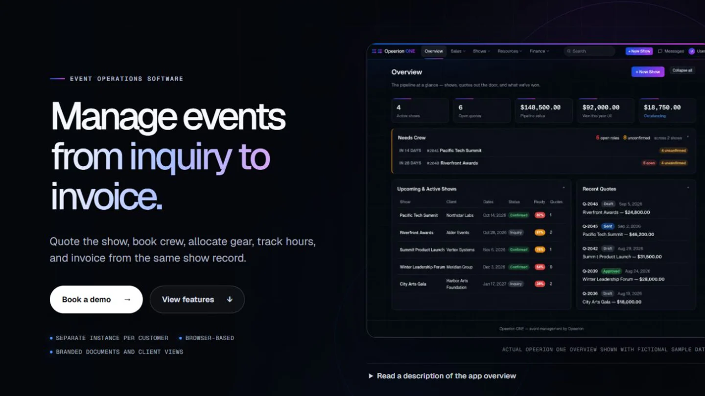 Event operations overview with the show dashboard